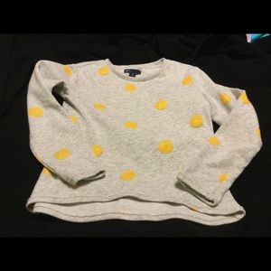 Grey sweatshirt with yellow sparkly dots. Size M